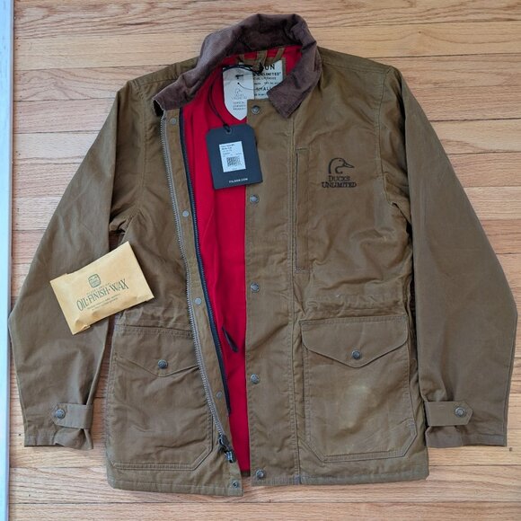 NWT Filson Ducks Unlimited Cover Cloth Mile Marker Coat Men's XS Dark Rugged Tan - Picture 2 of 6